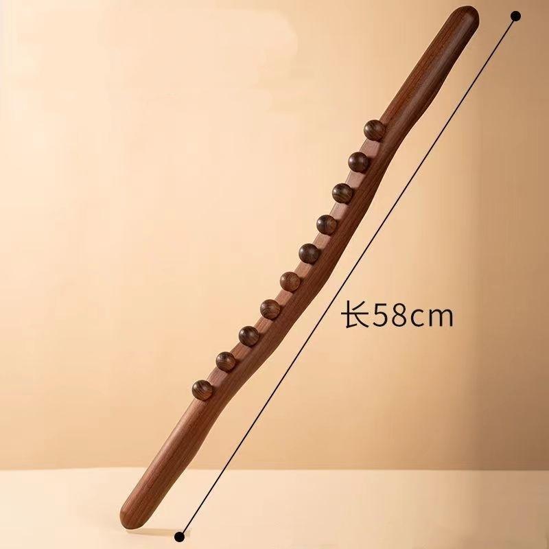 Ergonomic Beech Wood Scraping Roller Manual Massager Stick for Neck Shoulder Leg Back - Body Care Beads Massage Tool