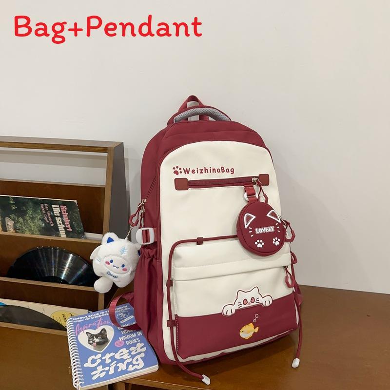 Girls Nylon School Backpack With Design For Middle School Daily Use
