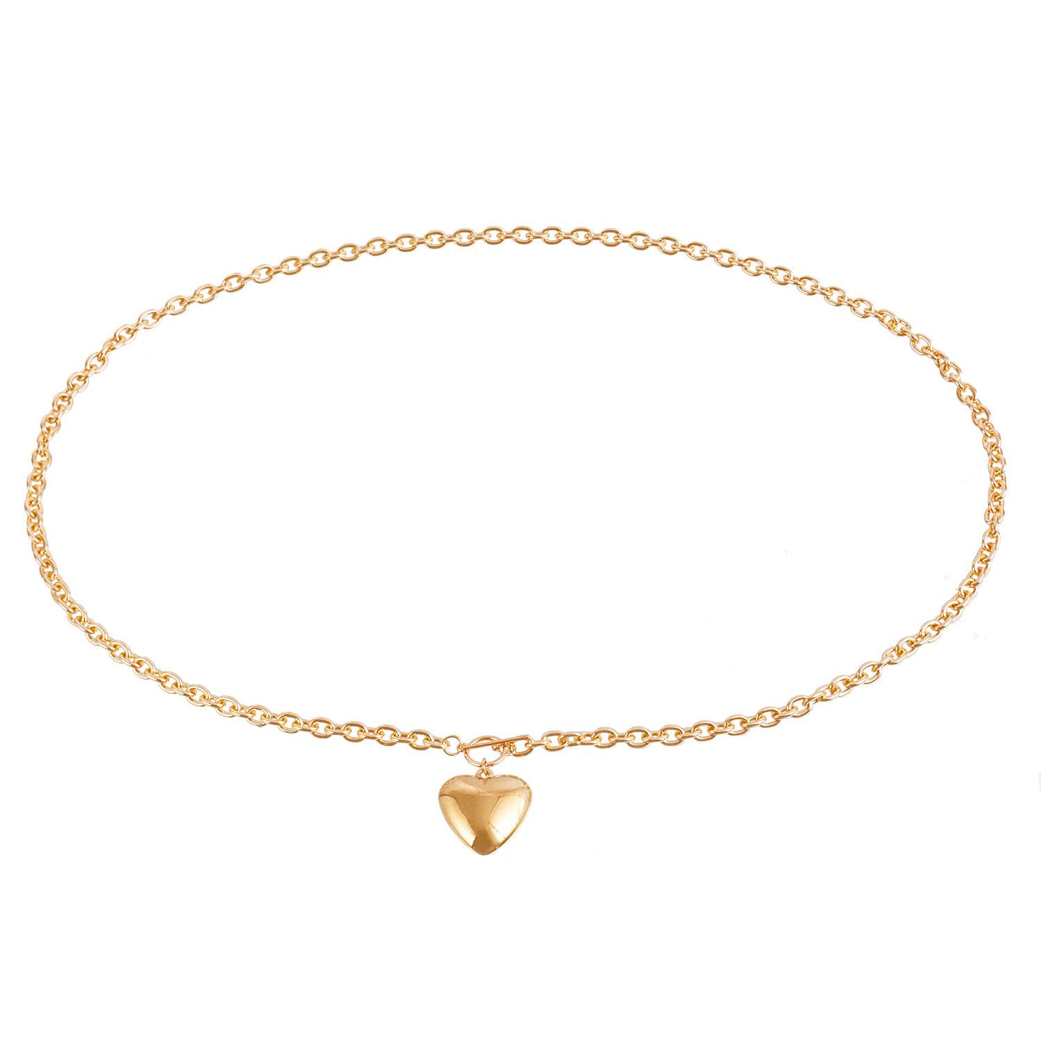 Европейский и американский повседневный темперамент однослойная алюминиевая цепь OT-застежка большой любви персиковое сердце сплав подвеска поясная цепь женская универсальная