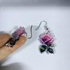 Pink Rose Forest Style Acrylic Earrings - Retro Artistic Gift