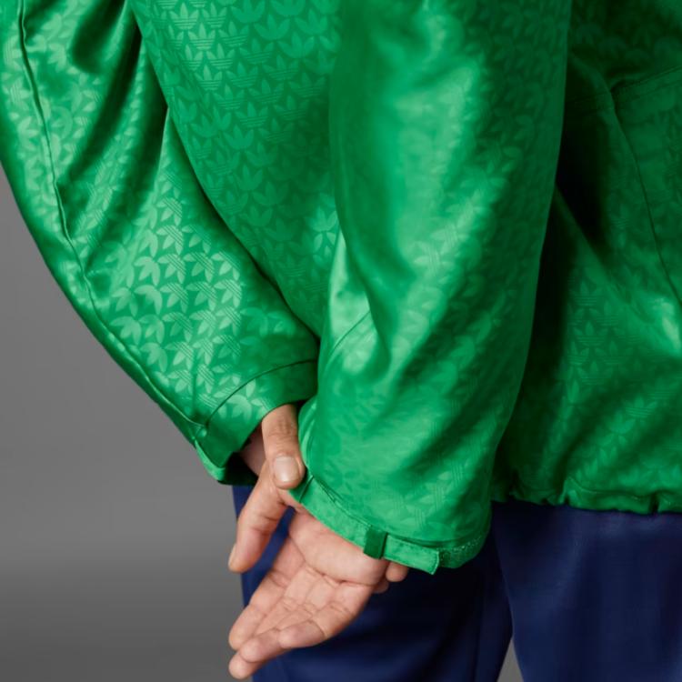 Adidas Originals Trefoil Windbreaker With Logo Print And Drawstring Hood Men Jackets Green IB3440