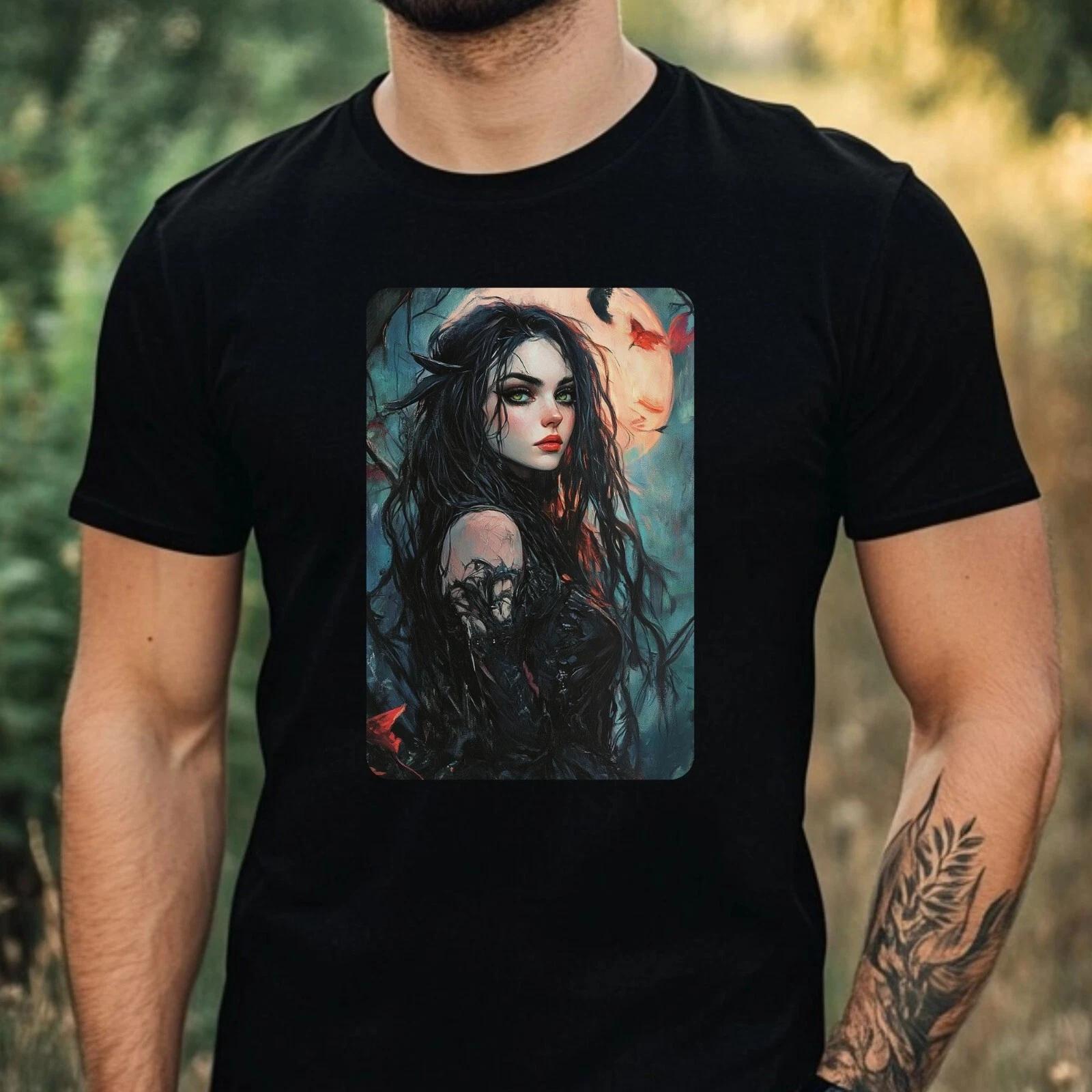 T-Shirt Herren Hexe Portrait Motiv Baumwolle Größe XS bis 5XL S