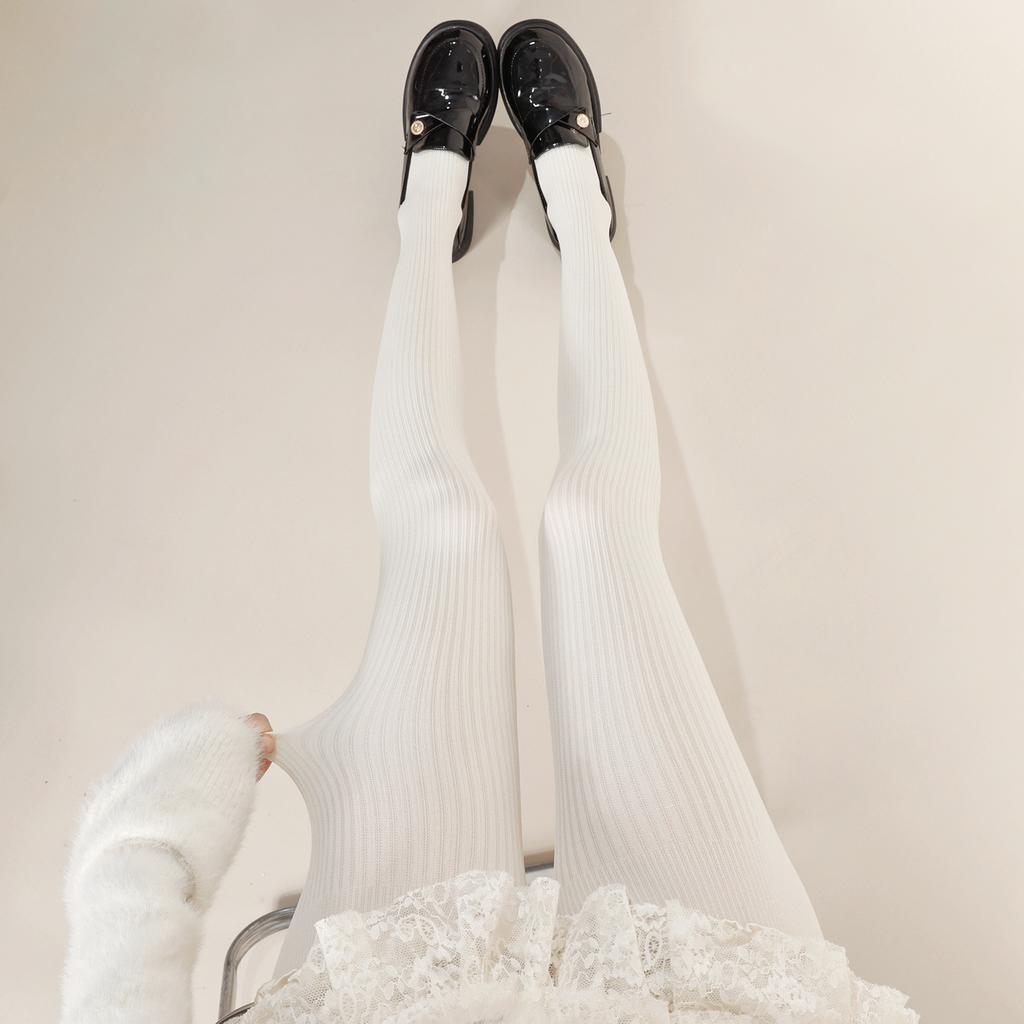 Velvet pantyhose for spring and autumn, thin, anti-snag, non-slip, white jacquard tights jk Wearing leggings as outerwear