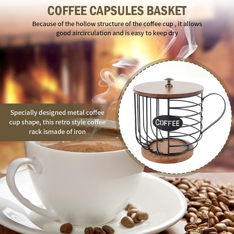 Coffee Pod Holder With Base And Lid Iron Coffee Capsule Holder Hollow Coffee Pod Storage Home Decor Shelf Home Cafe Office Use