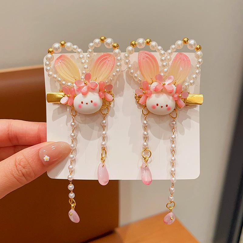 Mid-Autumn Hanfu Fairy Hair Clip - Women's & Children's Ancient Style Floral Tassel, Sweet Accessory for Girls