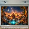 1 piece of 2D background fabric ancient Egyptian stone statues and pyramid polyester background fabric for a banner