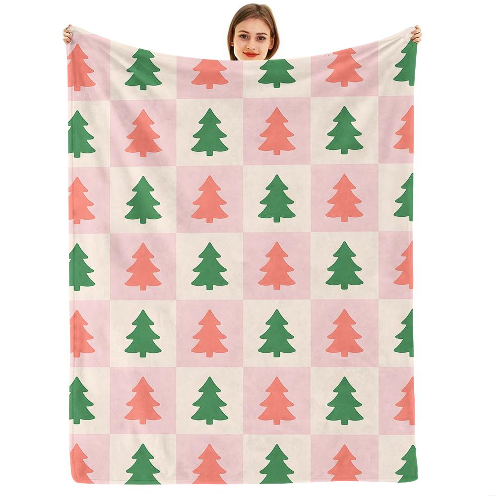 Xmas Light Holly Anime Cartoon Flannel Blanket Soft Warm Throw for Bedroom Sofa Car Kids Holiday Gift