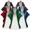 Women's Medieval Renaissance Costume Corset Long Dress Medieval Flared Sleeve Square Neck Lace-Up Long Dress