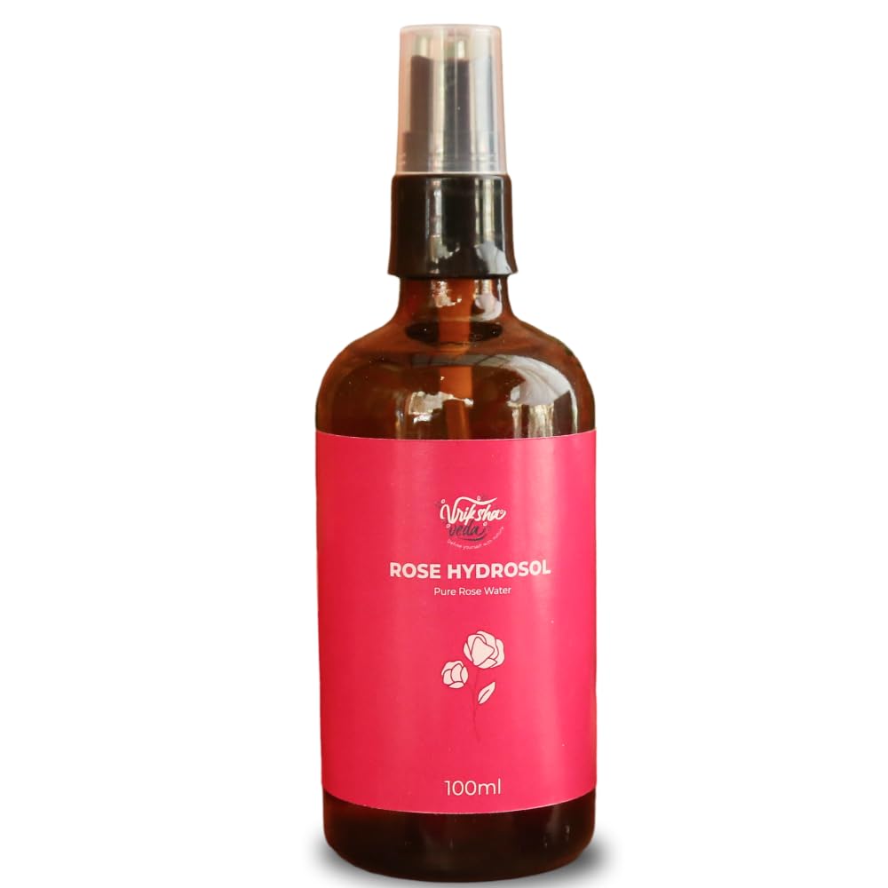 Vriksha Veda Pure Rose Water Hydrosol (Gulab Jal) | Steam Distilled Damask Rose Water from Uttarakhand | Natural Facial Toner, Face Mist, Aromather
