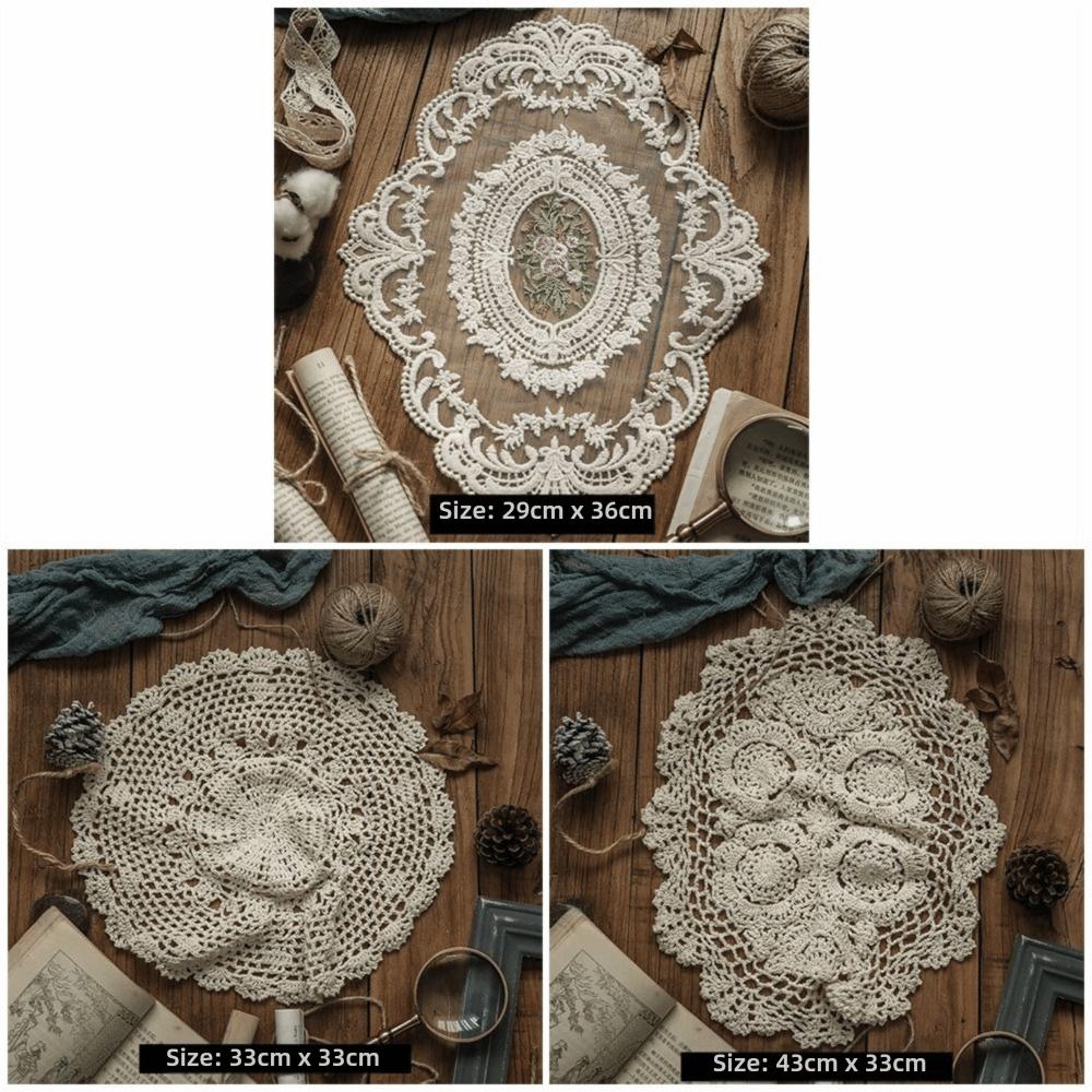 Nové Vintage Háčkované Podložky Shabby Chic Ručně Háčkované Podložky Kulaté Oválné Prachotěsné Krycí Látky