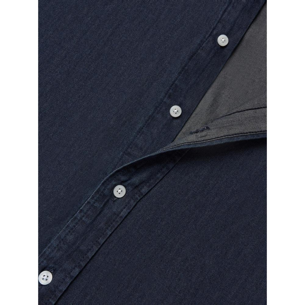 Levis Plain Simple Comfortable Polo Denim Long Sleeve Shirt Men Shirts Dark-Blue 002HI-0000