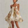 Vestito Cami da Donna con Stampa Floreale Senza Maniche Spalline Sottili Orlo Alto-Basso Bordatura in Pizzo Mini Abito Casual Estivo