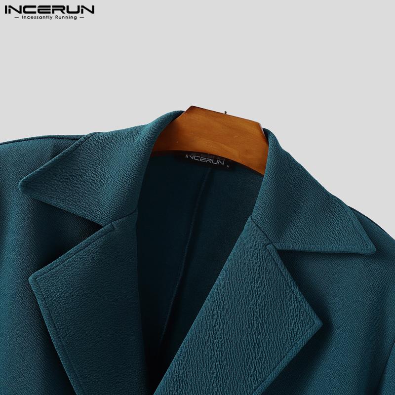 INCERUN Autumn Winter Men Long Sleeve Front Cross Cropped Short Blazer Coats