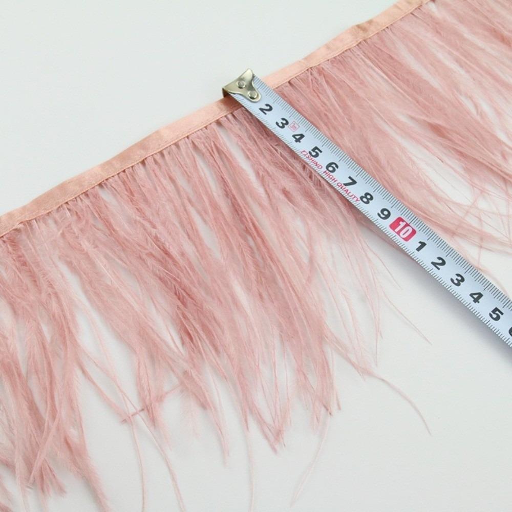 1 Meter Ribbon Tassel Natural Ostrich Feathers Sewing Decoration 10-15cm Wide Apparel Fabric Feather Plumes Ribbon Selvage