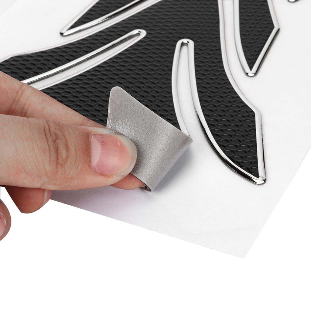 3D Motorcycle Gas Oil Fuel Tank Sticker Pad Protector Decoration Fit for Yamaha(BlackSilver )