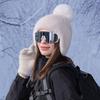 Winter Knit Hat And Gloves Set With Windproof Fleece For Ladies Outdoor Warmth Comfort