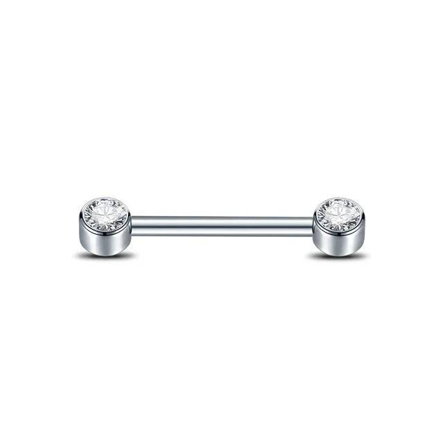 1 Peça Barra de Titânio para Mamilo com Argola Cristal CZ Banhada a Ouro com Escudo Pendurado Barra para Mulheres Piercing de Mamilo com Rosca Interna