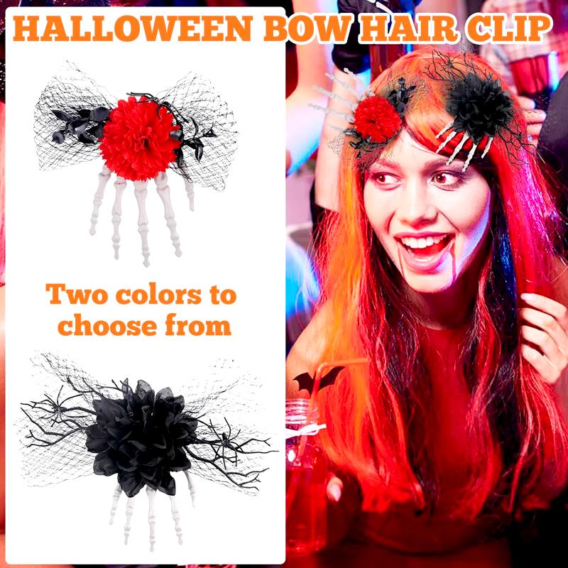 1Pc Halloween Witch Ghost Bride Decoration Side Clip Mesh Plastic/Polyester Strange Dance Rose Hairpin Dress Hair Clip