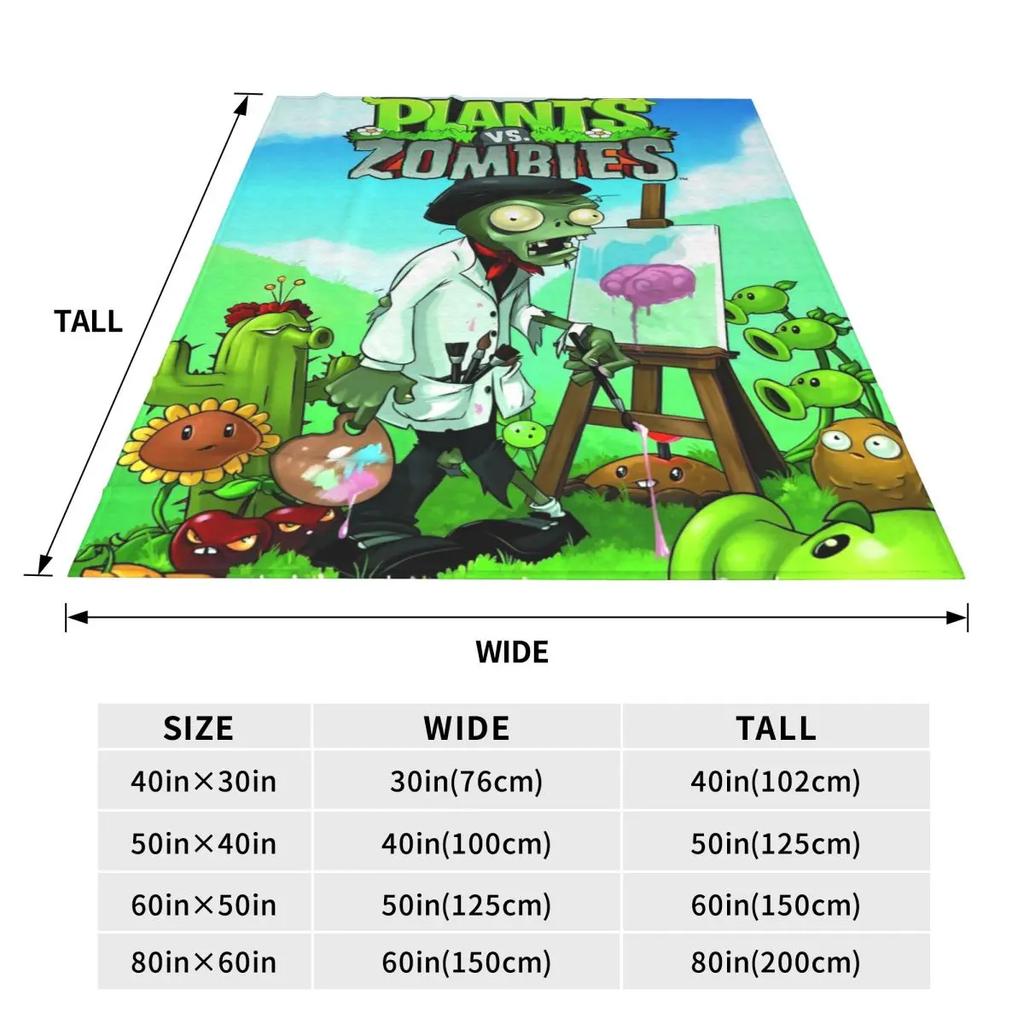 Plants Vs Zombies PVZ Cartoon Game Blankets Fleece Funny Poster Soft Throw Blanket for Bedroom Sofa Bed Rug