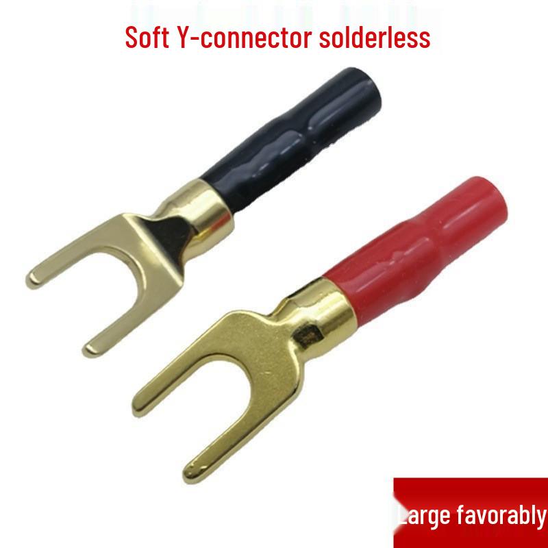 

Мягкие резиновые позолоченные штекеры для динамиков и видео: Медь, U-образный, Банан, Y-образный, Беспаечный красный