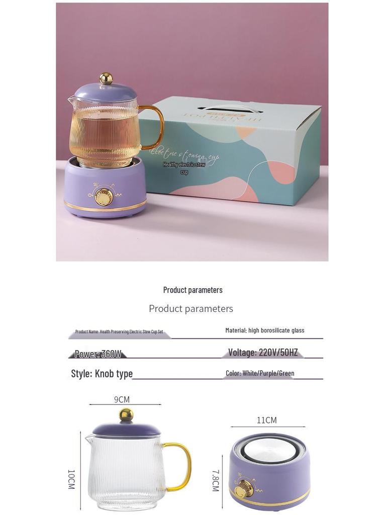 Large Capacity Electric Glass Kettle for Herbal Tea & Hot Milk