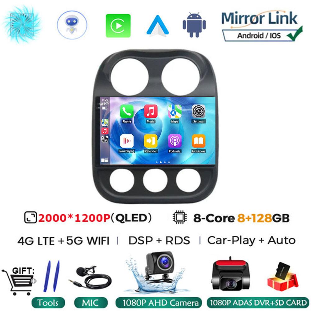 Android14 Car Radio For Jeep Compass Patriot 2010 - 2016 Autoradio Stereo 2 Din Player GPS Navigation Carplay DSP OBD CD Player