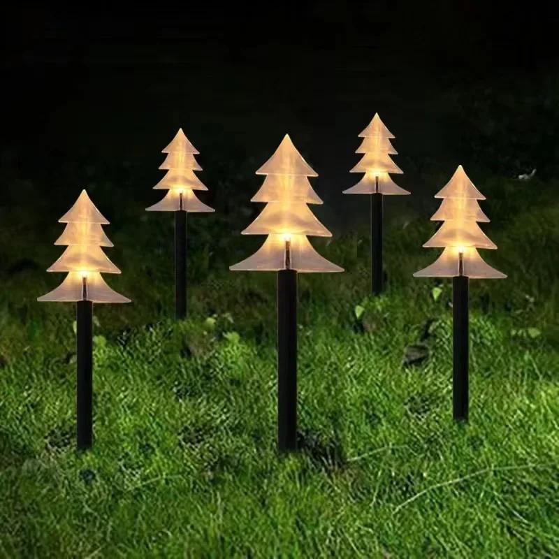 Solar LED Christmas Tree Ground Lamp Snowman Santa Claus Courtyard Outdoor Balcony Lawn Garden Holiday Decoration Colorful Light