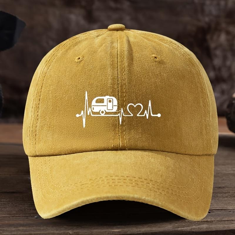 Fun Heartbeat Car Print Baseball Hat Fashionable Versatile Peaked Cap Men's Outdoor Hat