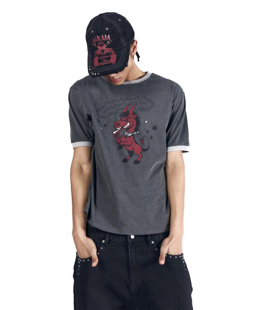 AAKAM Bad Horse Ringer Top (Dark Gray)