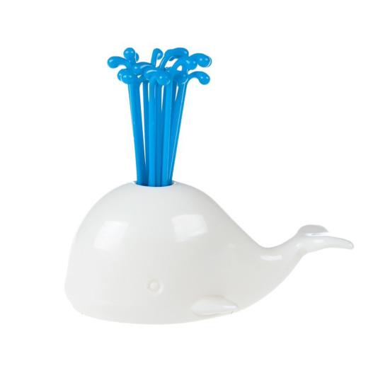 

Фруктовые шпажки в форме кита с дизайном «брызги воды», милые пластиковые шпажки для закусок, десертов, многоразовая фруктовая вилка для вечеринки, фуршета, домашней кухни белый