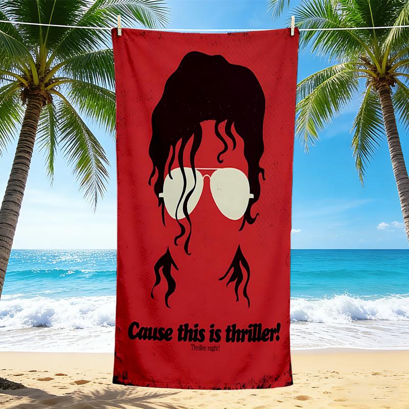 1Pc Thriller Night Poster Beach Towel, Quick Dry, Multi-Use for Beach Pool Gym Yoga Home Travel, Christmas, Halloween, Xmas Gift M929399