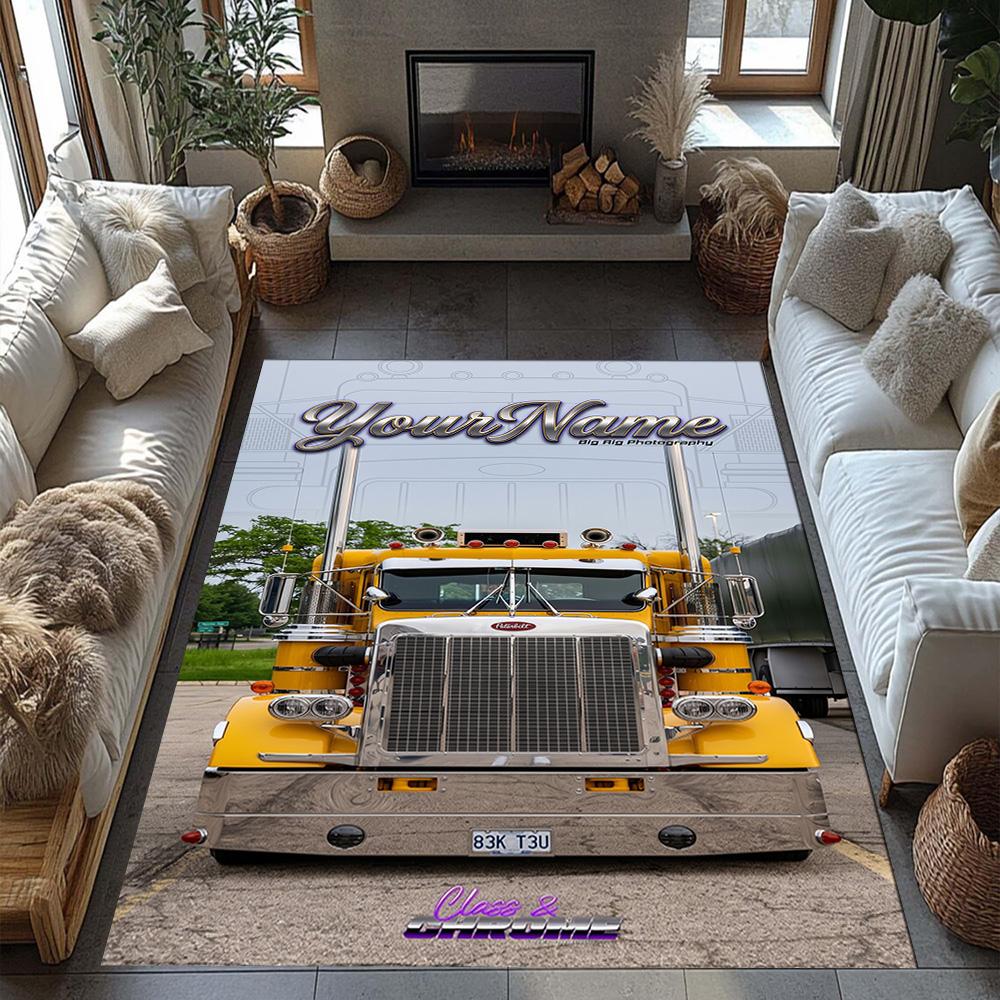 Kw Heavy Trucks Customizable Name Floor Mat Perfect for Hallway Bedrooms Outdoor Entryway Anti-slip Rug Decorate Offices