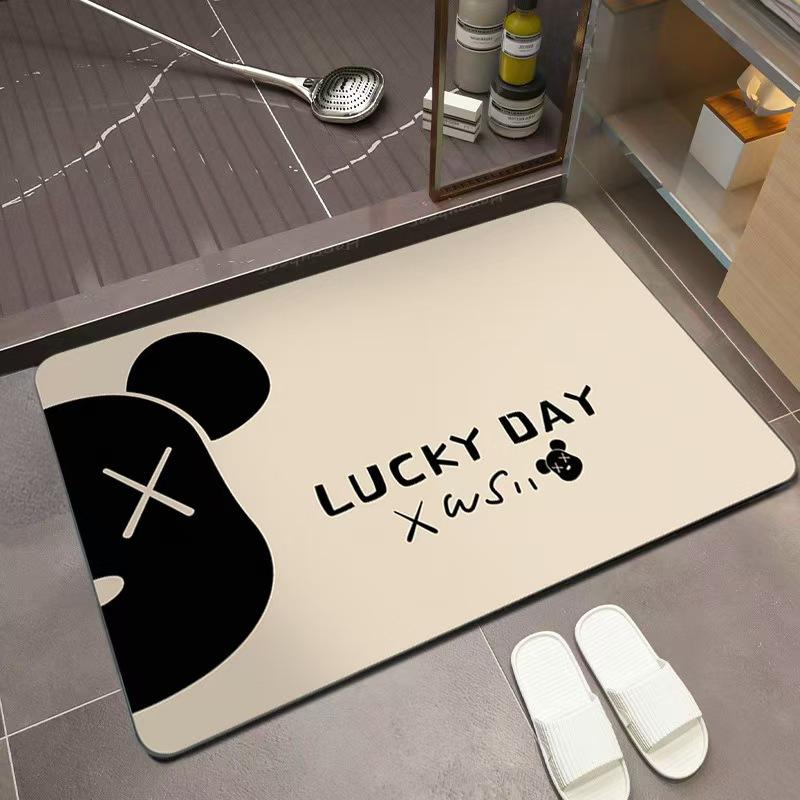 

Диатомовая грязь Впитывающий мягкий коврик для ванной комнаты Быстросохнущий коврик для двери ванной Нескользящий коврик Коврик для двери туалета Грязеотталкивающий ковер 60 * 90cm