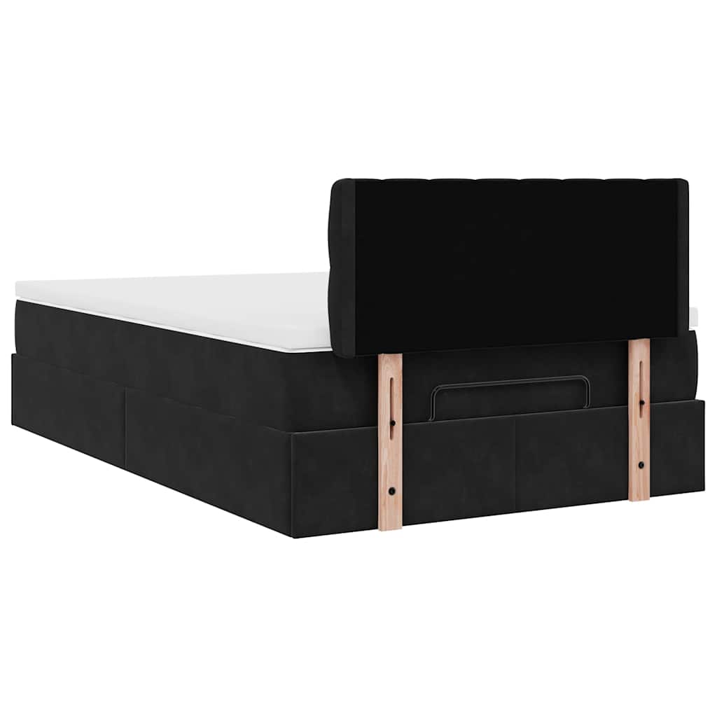 Ottoman Bed with Mattress Black 120 x 190 cm Velvet