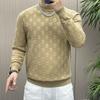 Men's High-End Plaid Long-Sleeve Knit Sweater: Loose, Light Luxury Base Layer for Autumn/Winter