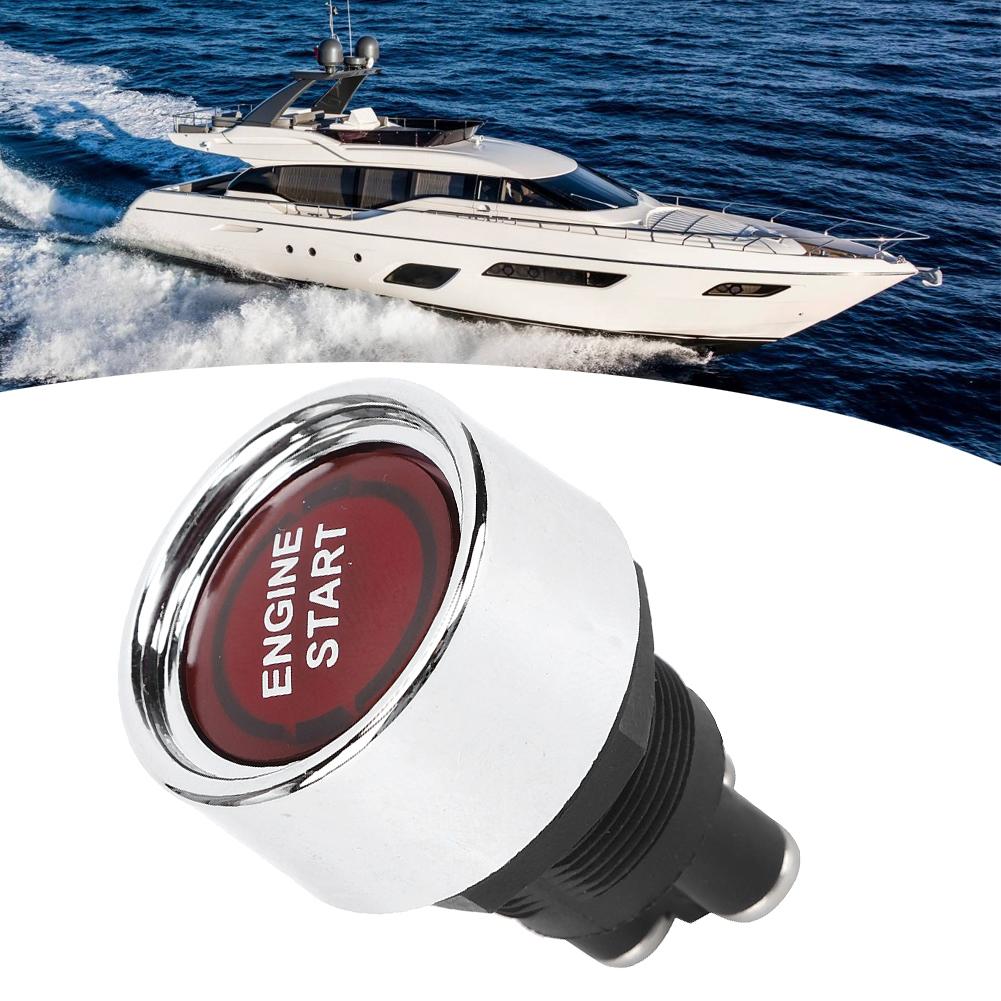 LED Engine Start Switch Ignition Starter Engine Start Stop Button for RVs Racing CarRed