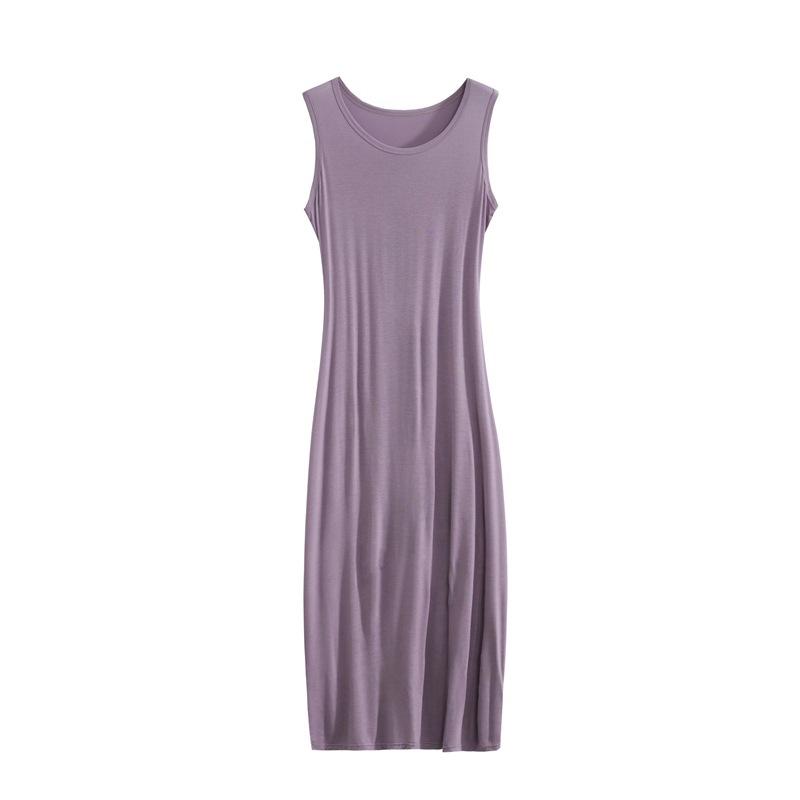 Sommer Neues Rundhals-Ärmelloses Kleid, Schmale Schultern, Tailliert, Einfarbiges Langes Kleid mit Einer Unterlage und Einem Westenkleid