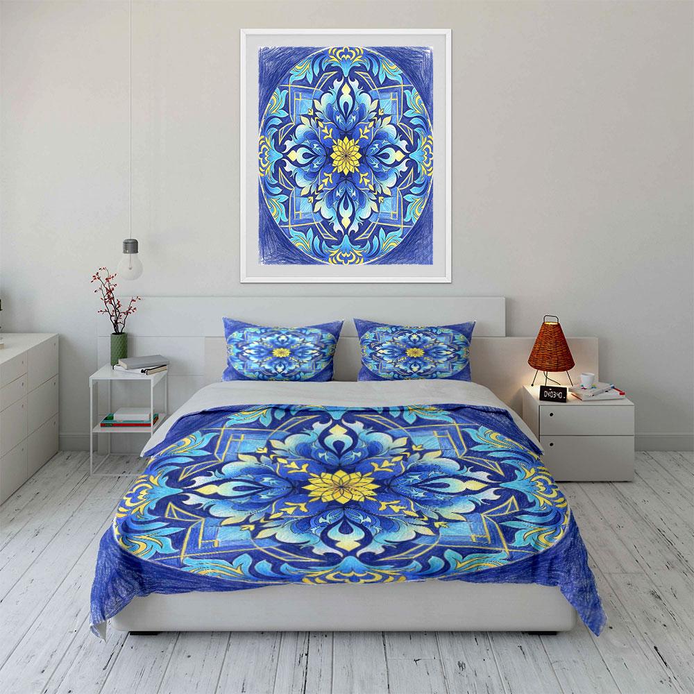 Colorful Mandala Decoration Set Soft Comfortable Duvet Cover Bedding Set Included 1*Duvet Cover & 2*Pillowcases, Gift