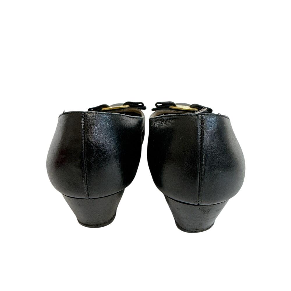 Salvatore Ferragamo Heel leather Ribbon flat pumps pumps black leather Used