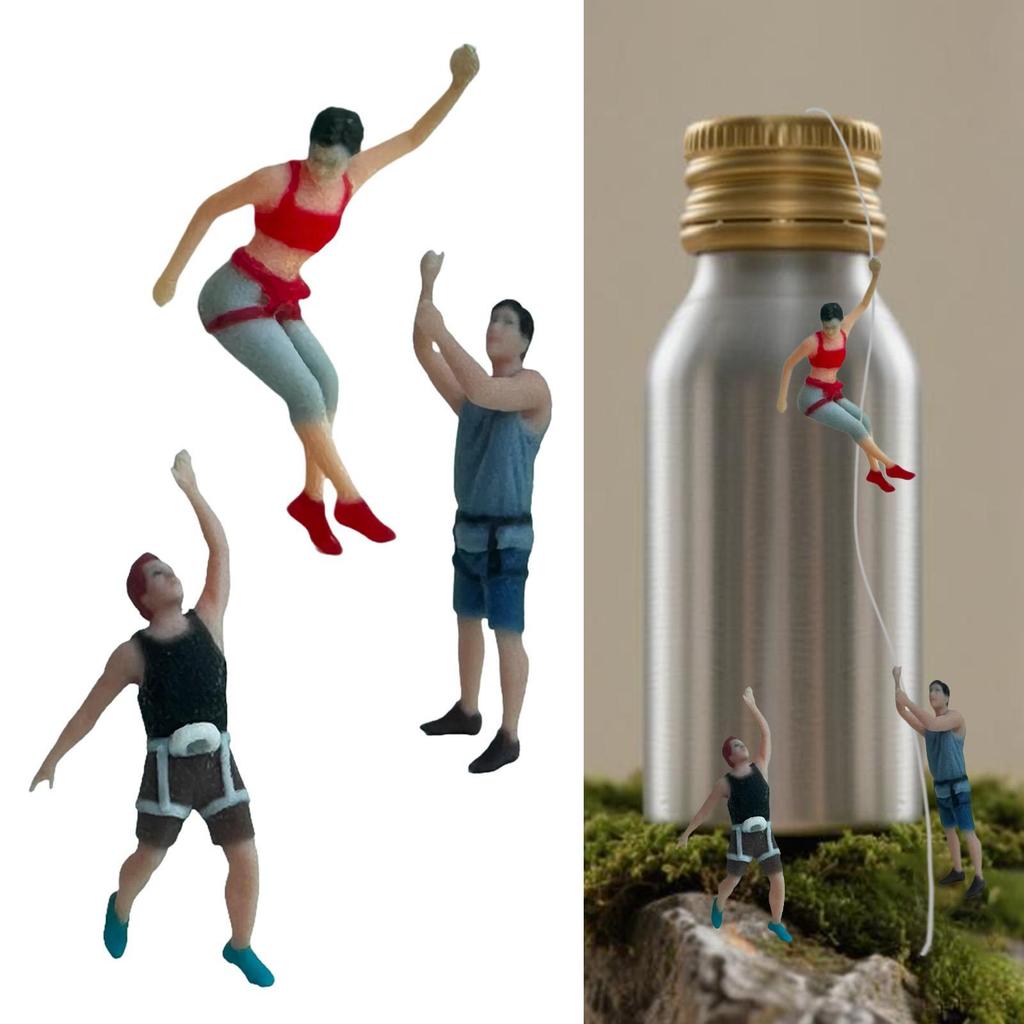 1/64 Scale Miniature Figure Model Rock Climbing Decoration Painted Tiny