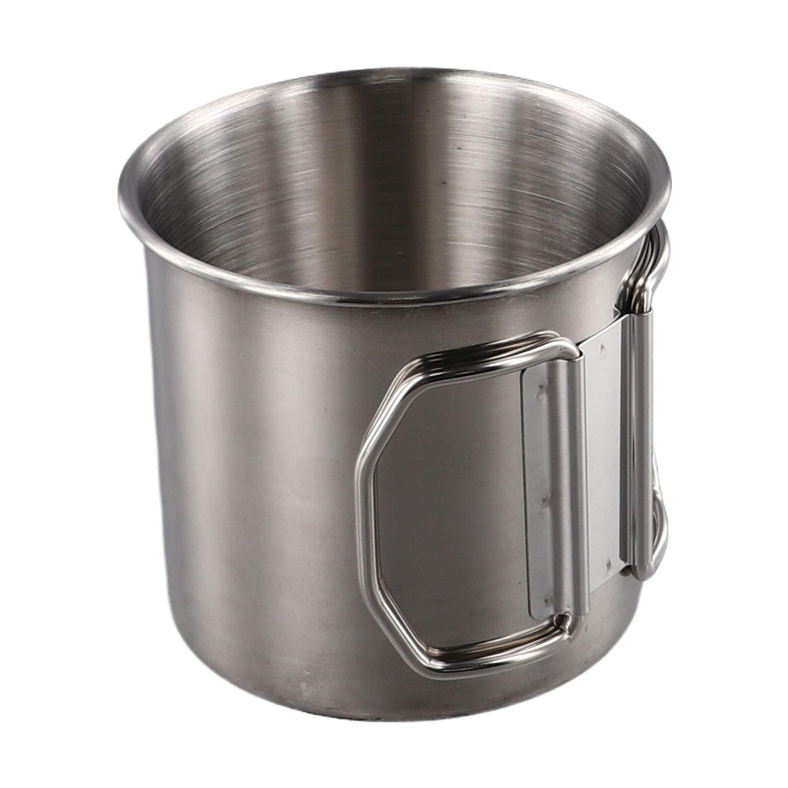 

Brandnew High Quality Handle Water Cup Beer Mug Silver Titanium Pot Stainless Steel Folding Handle Lightweight 260ML