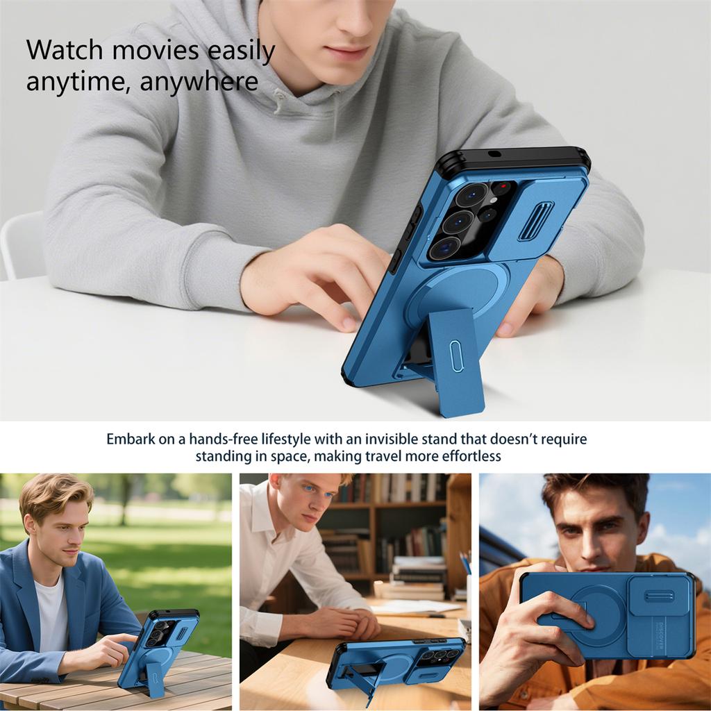 Slide Camera Protection Magnetic Holder Case for Samsung S25 FE S23 S26 Ultra S24 Plus A17 A26 A36 A56 A16 A25 A15 A35 A55 Cover