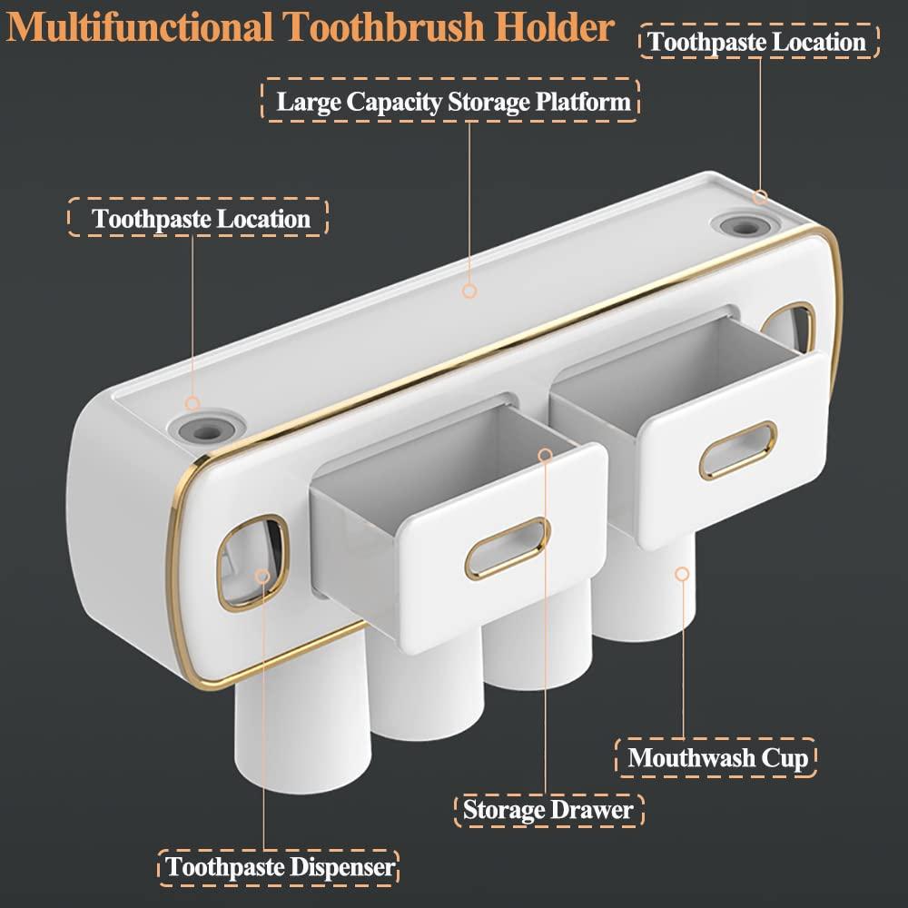 Magnetic Adsorption Inverted Toothbrush Holder 2 Automatic Toothpaste Squeezer Dispenser Storage Rack Bathroom Accessories Set