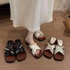 Schöner Rock Kreuz Perlen vielseitige Strandschuhe Sandalen Hausschuhe Damen Sommer Perlen Wort