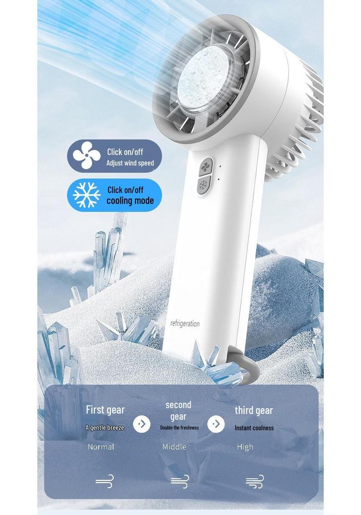 Top-Selling Portable Rechargeable Ice Pack Handheld Fan with Display Screen for Outdoor Summer Travel Cooling
