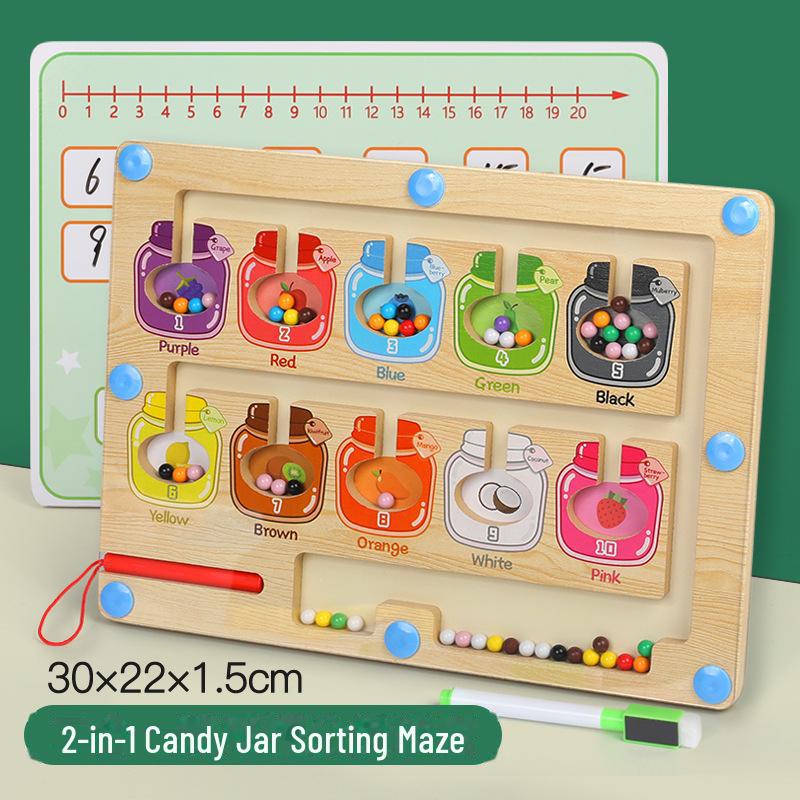 Children's Wooden Magnetic Maze & Color Counting Board for Logical Thinking