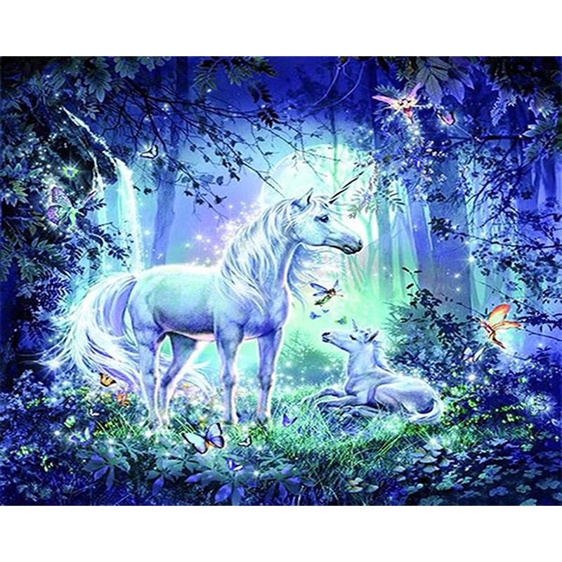 5D-Diamant-Kunst-Set zum Selbermachen, komplett, rund, Pferd, Diamant-Stickerei, Mosaik, Kreuzstich, Tier, Heimdekoration