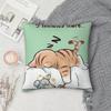 Cute Cat Illustration Pillow Case Square Double-Sided Printing Sofa Cushion Cover Pillowcase Bedroom Bedside