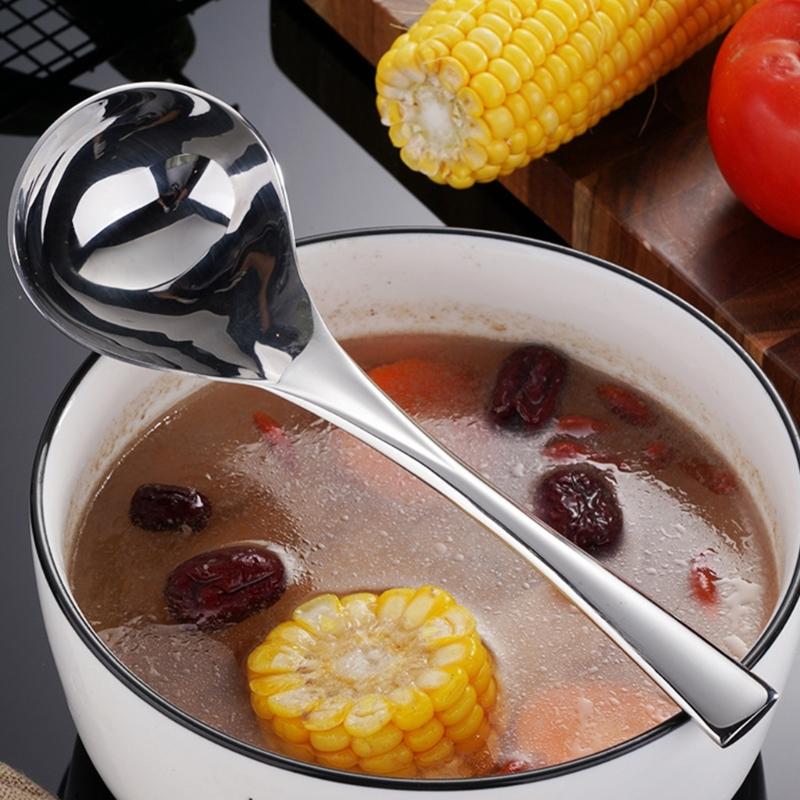 Functional Stainless Steel Soup Spoon Family Size Stainless Steel Soup Ladle With Comfortable Long Handle for Cooking