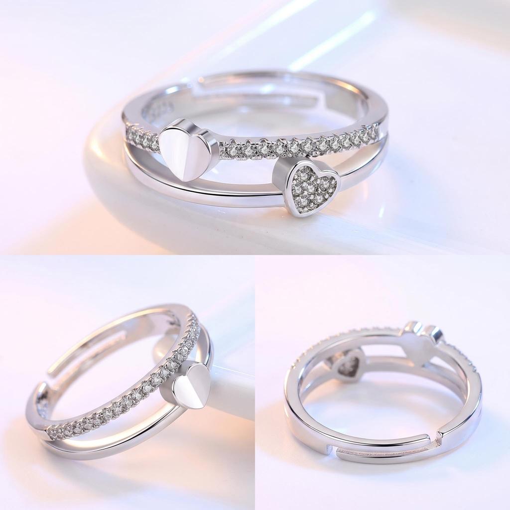Luxury Copper Ring Shining Zircon Heart For Women Cassic Wedding Engagement Wedding Bands Fine Jewelry Gift